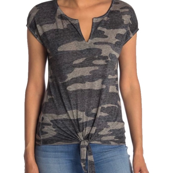 Lucky Brand tie-front camo tee - Picture 1 of 10